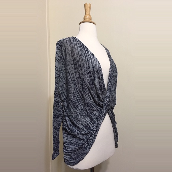 Deep V Open Twist Back Reversible Knit Sweater Top - Picture 3 of 5